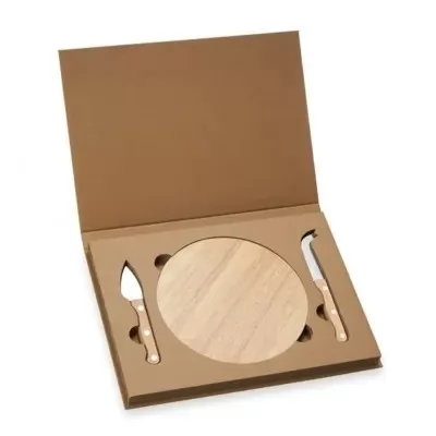 KIT QUEIJO 3 PEÇAS COM TÁBUA REDONDA